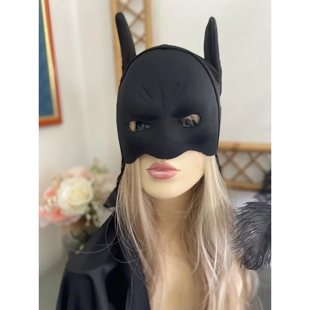 Black Batman Halloween Mask Cape‎ Costume Adult Child Sz Small 35
